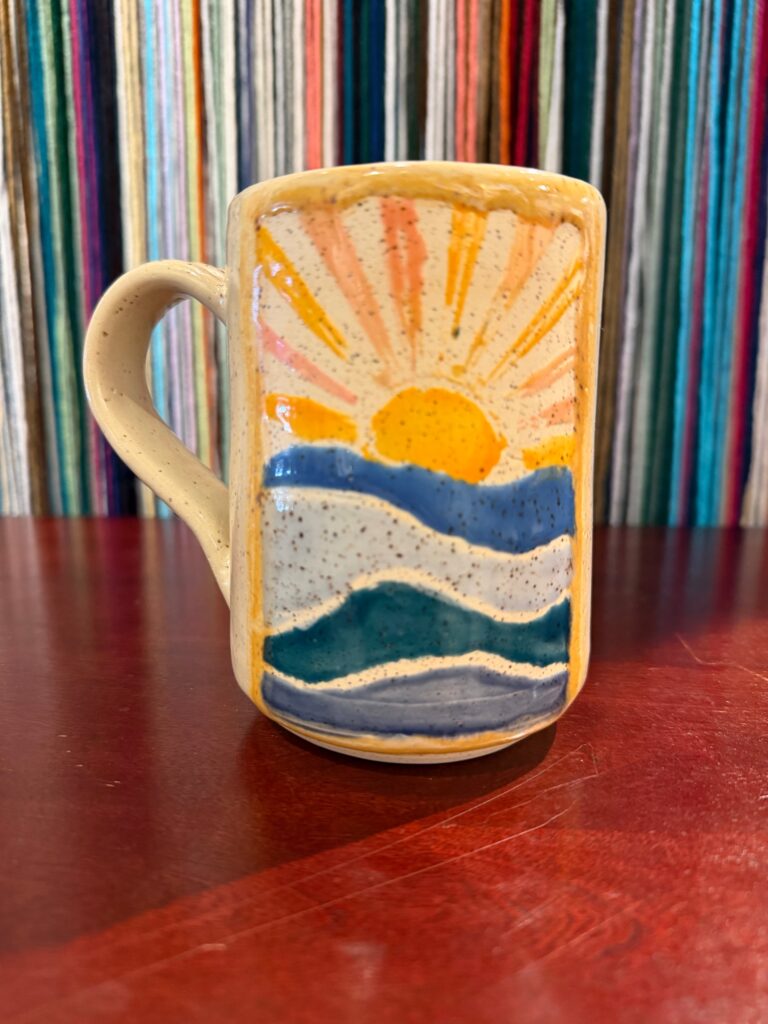 Large sunset Mug by Sweetheart Wheel