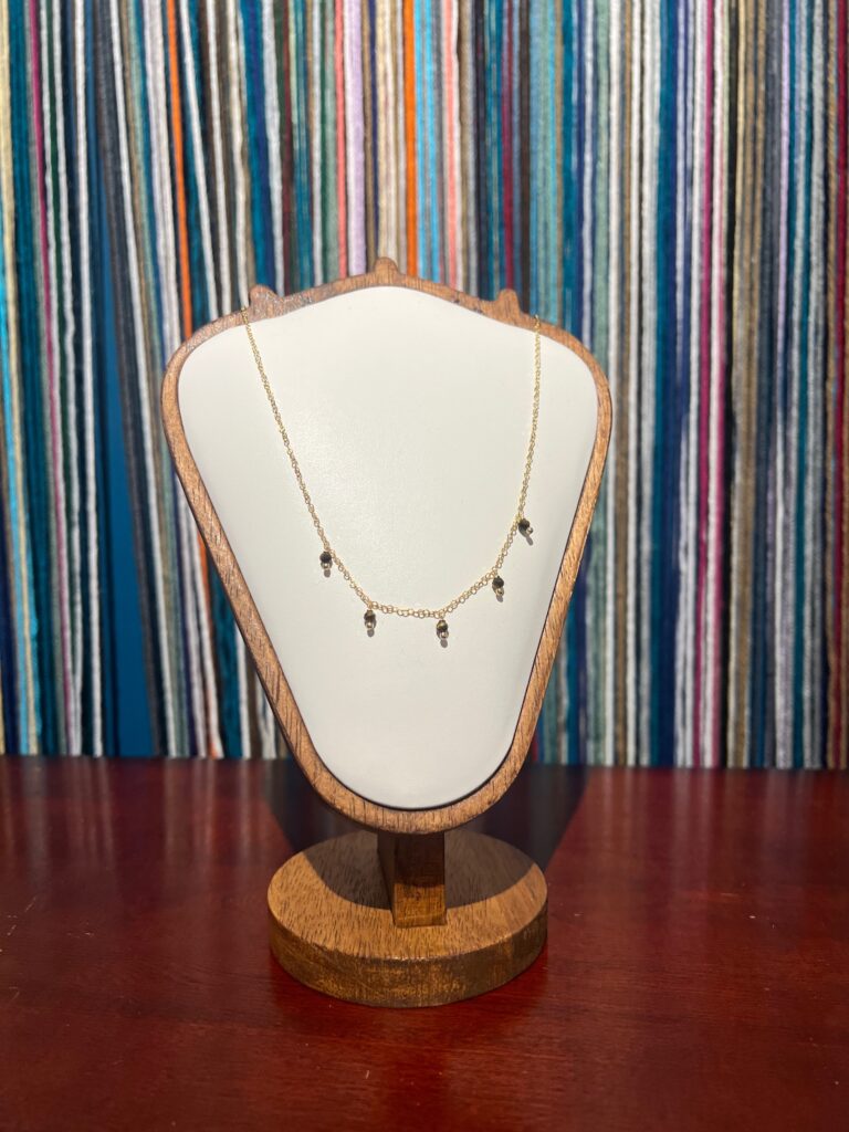 Tigers eye gemstone dew drop necklace 16” No. 01, photo 1