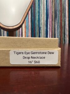 Tigers eye gemstone dew drop necklace 16”, photo 5