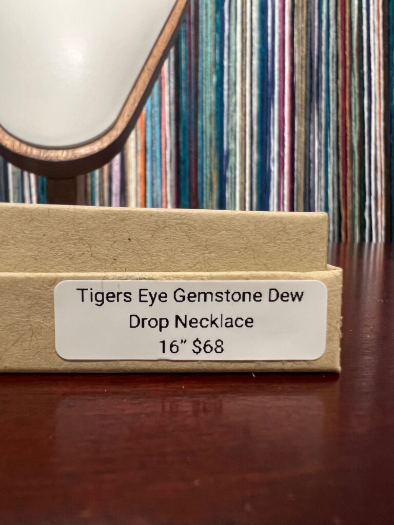 Tigers eye gemstone dew drop necklace 16” No. 01, photo 5