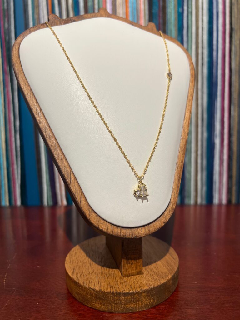 Rope chain + heart & crystal necklace 18” by Aloha Hippie