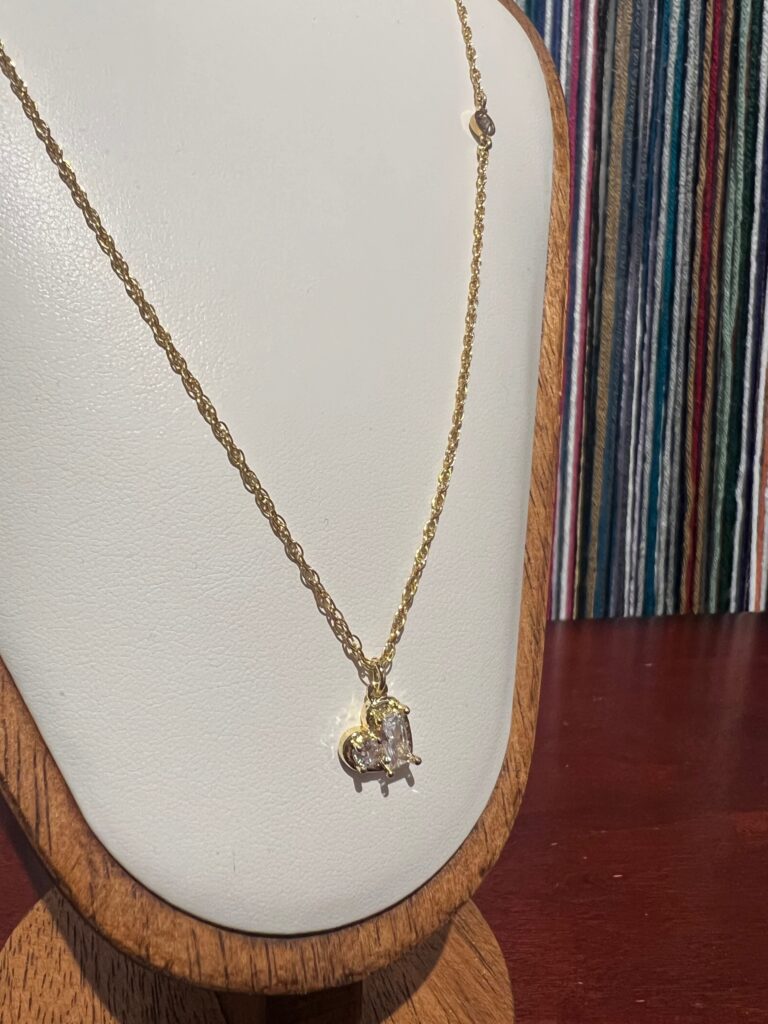 Rope chain + heart & crystal necklace 18” No. 01, photo 2