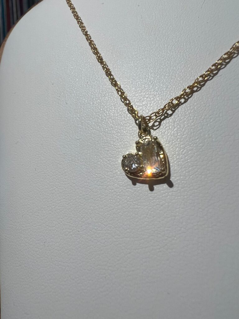 Rope chain + heart & crystal necklace 18” No. 01, photo 3