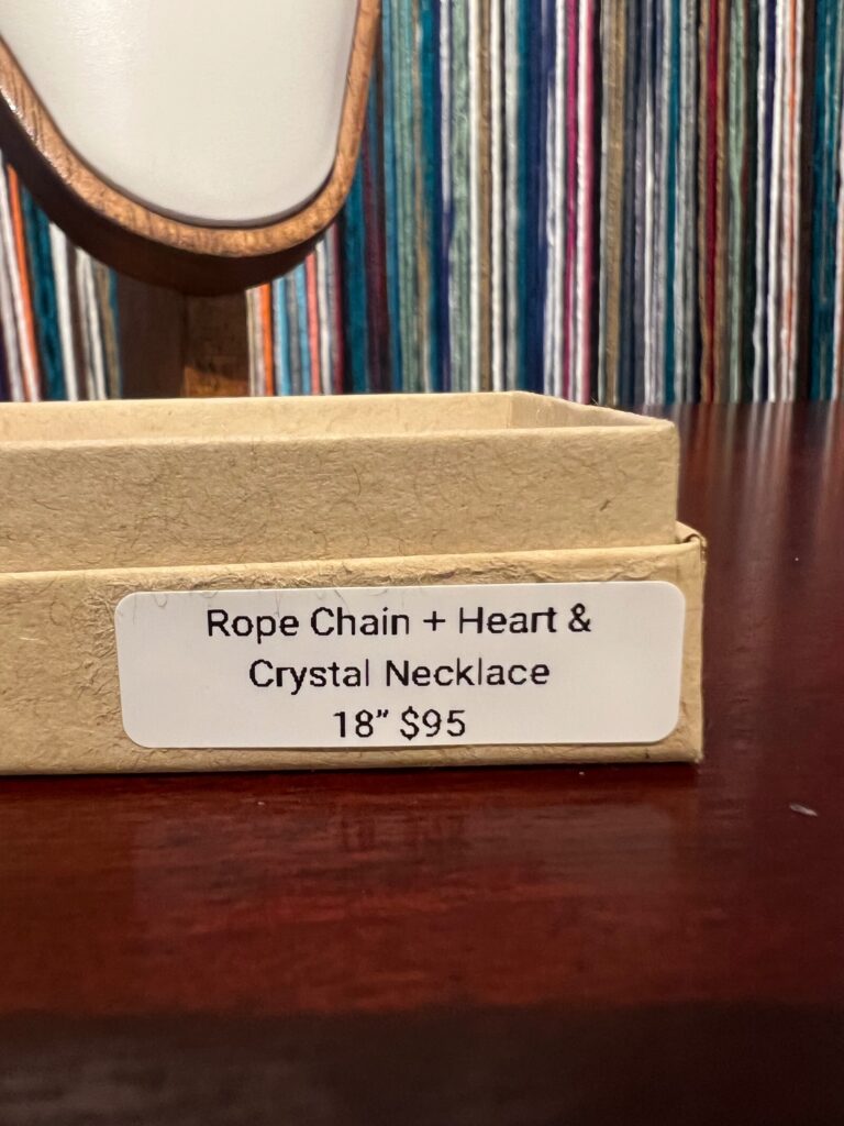 Rope chain + heart & crystal necklace 18” No. 01, photo 4