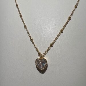 Satellite chain + bezel heart necklace 18”