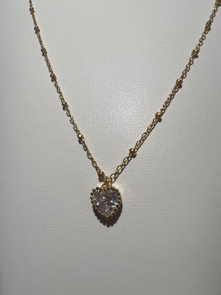Satellite chain + bezel heart necklace 18” No. 01, photo 1