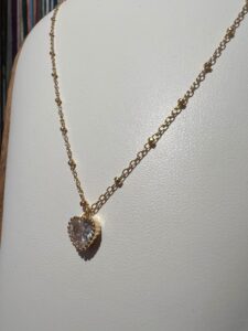 Satellite chain + bezel heart necklace 18”, photo 3
