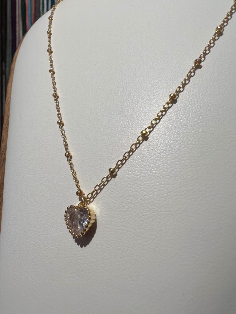 Satellite chain + bezel heart necklace 18” No. 01, photo 3