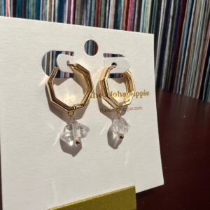 Classic huggie earrings herkimer diamonds and pearls