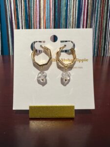 Classic huggie earrings herkimer diamonds and pearls, photo 2