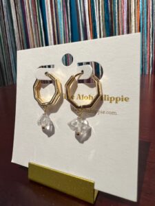 Classic huggie earrings herkimer diamonds and pearls, photo 3