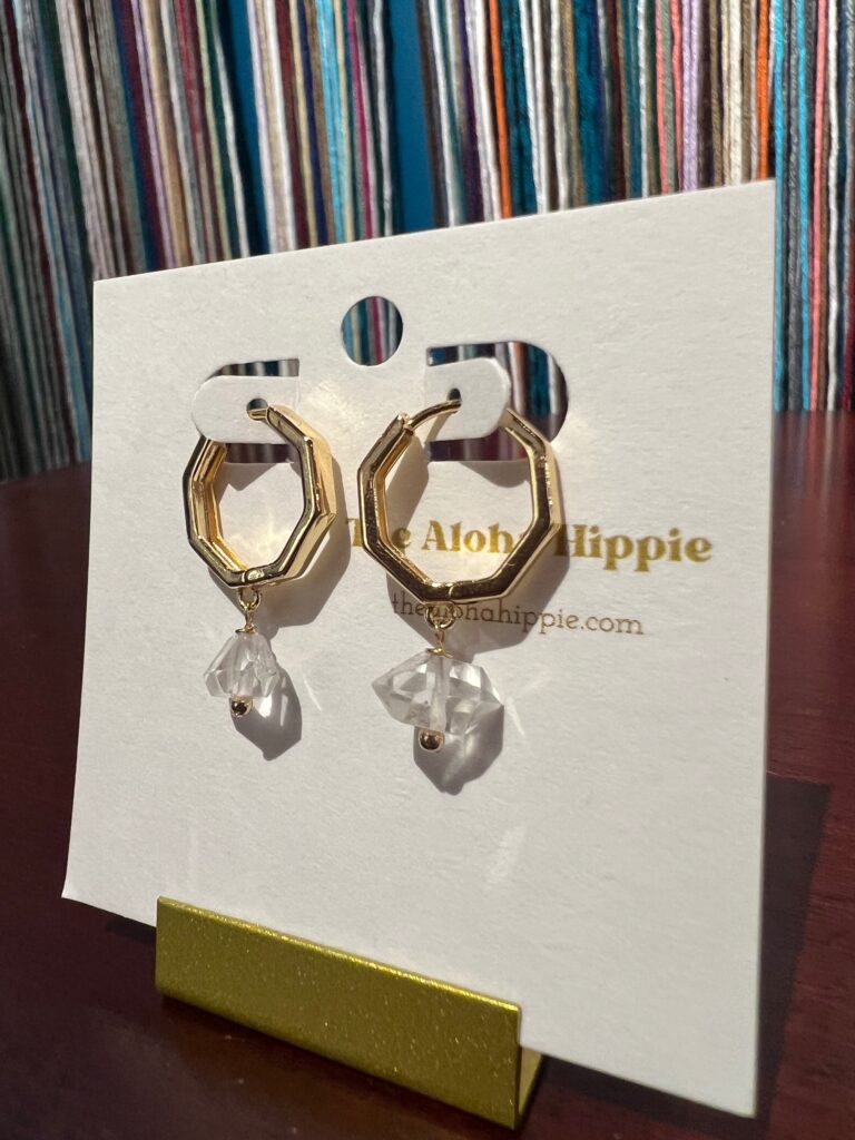 Classic huggie earrings herkimer diamonds and pearls No. 01, photo 3