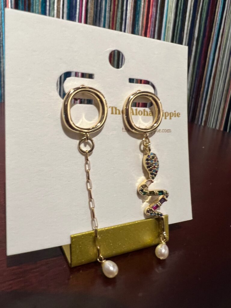 Big o studs snake charm + pearls No. 01, photo 1