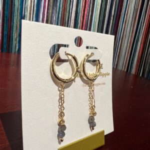 New gem drip earrings (blue sapphire + crystals)