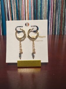 New gem drip earrings (blue sapphire + crystals), photo 2