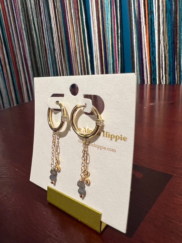 New gem drip earrings (blue sapphire + crystals) No. 01, photo 3