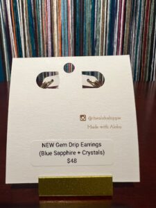 New gem drip earrings (blue sapphire + crystals), photo 4