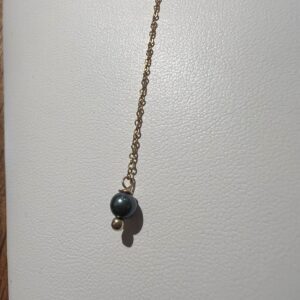 Mini black pearl drop necklace 16”