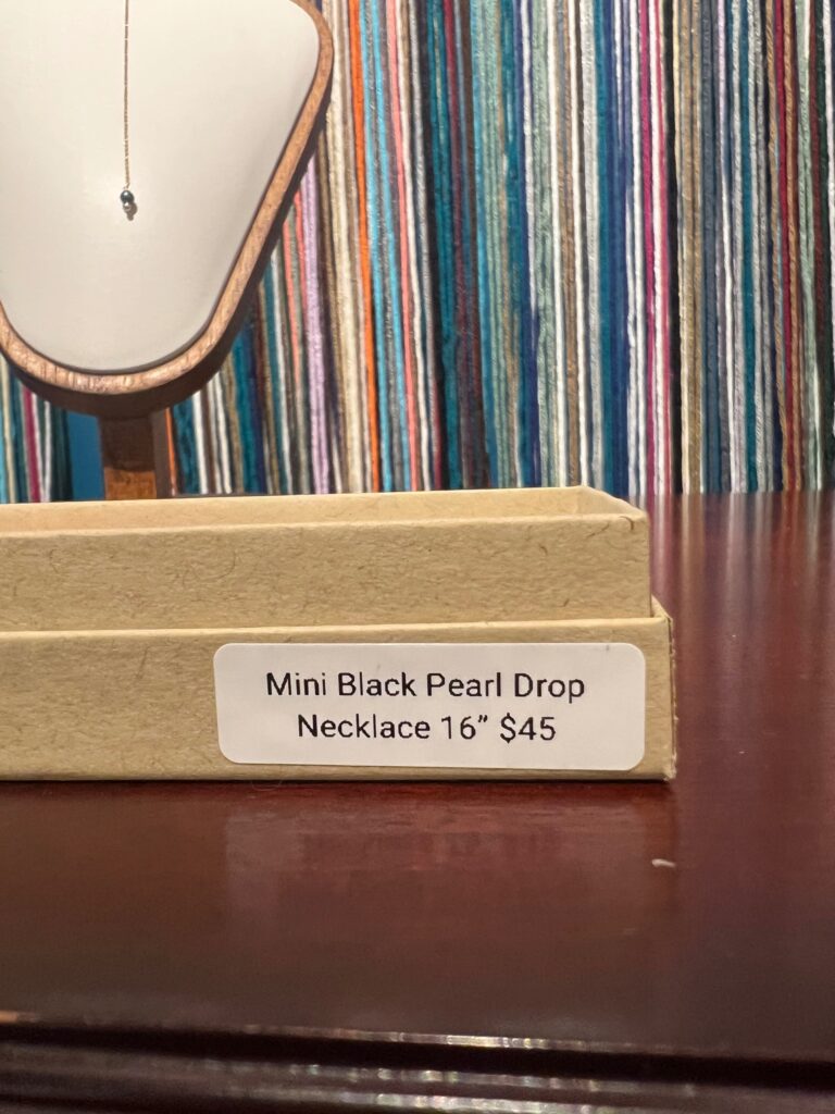 Mini black pearl drop necklace 16” No. 01, photo 4