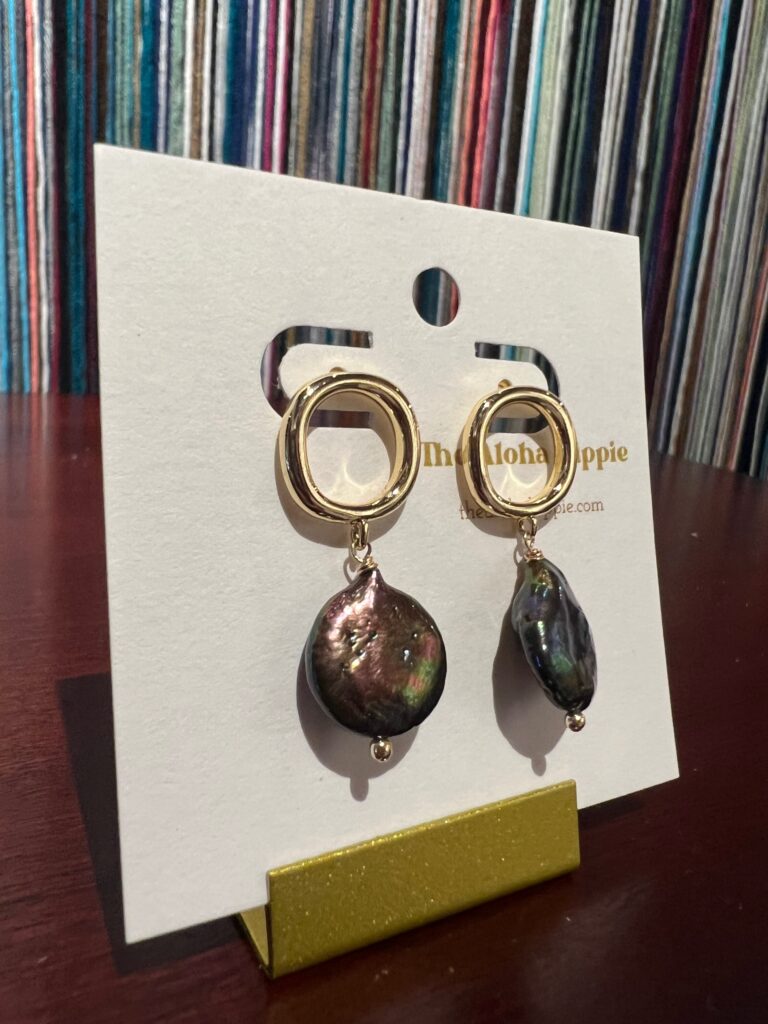Big o stud earrings (fresh water peacock pearls) by Aloha Hippie