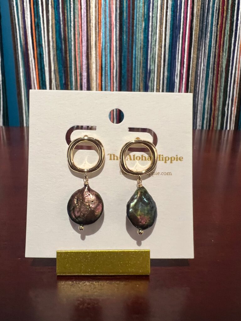 Big o stud earrings (fresh water peacock pearls) No. 01, photo 2