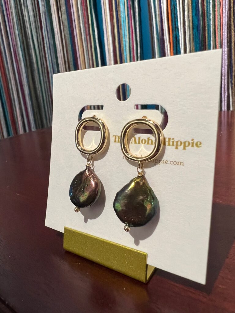 Big o stud earrings (fresh water peacock pearls) No. 01, photo 3