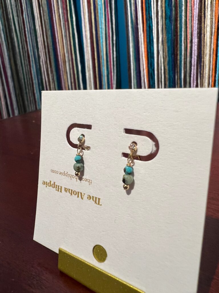 Pixie dot stud earrings (turquoise) No. 01, photo 3