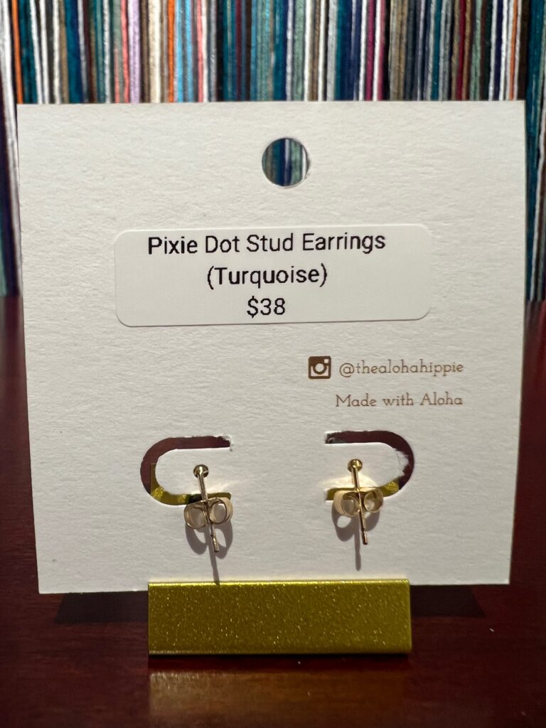 Pixie dot stud earrings (turquoise) No. 01, photo 4
