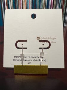 Sterling silver fin hook earrings (herkimer diamonds + mini pearls), photo 4