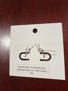 Sterling silver fin hook earrings (herkimer diamonds + mini pearls), photo 5