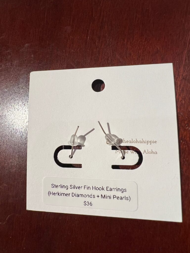 Sterling silver fin hook earrings (herkimer diamonds + mini pearls) No. 01, photo 5