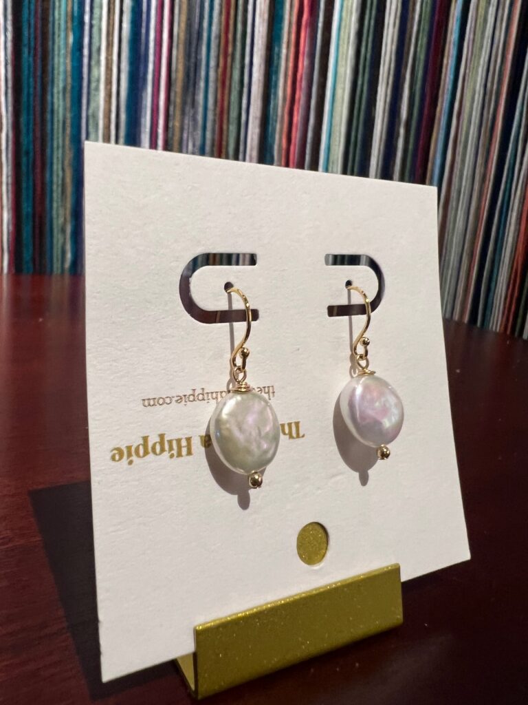Golden fin earrings (fresh water pearls) by Aloha Hippie