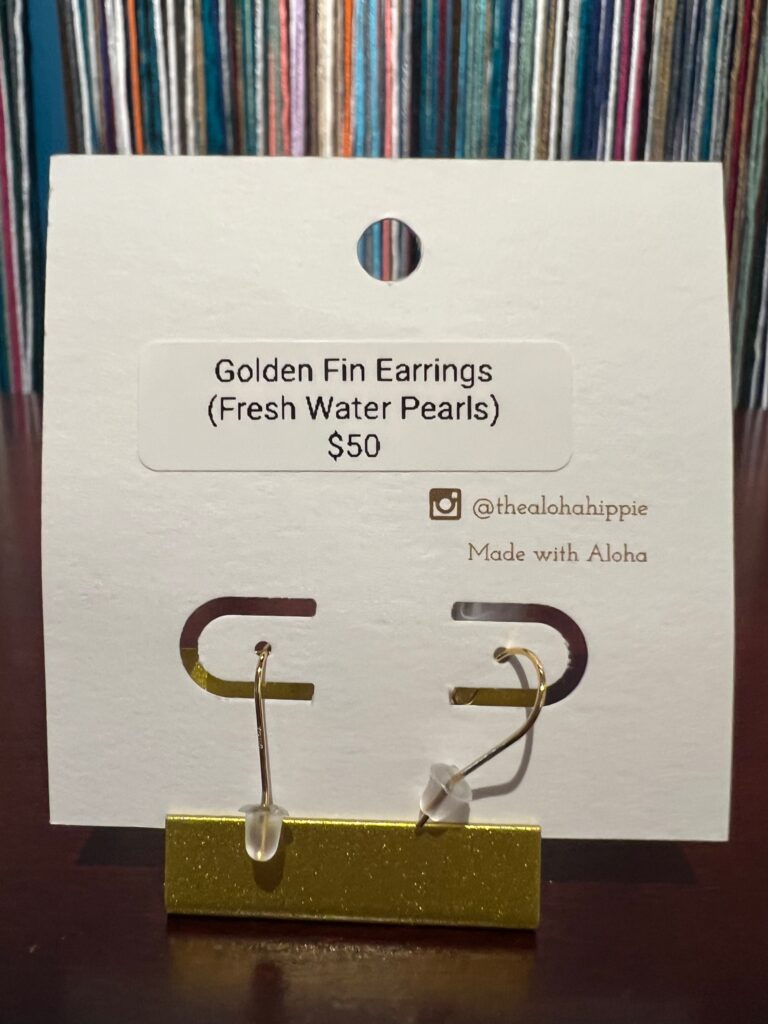 Golden fin earrings (fresh water pearls) No. 01, photo 4