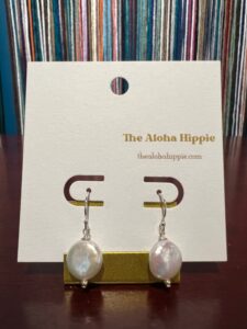 Sterling silver fin hook earrings (fresh water moon pearls), photo 2