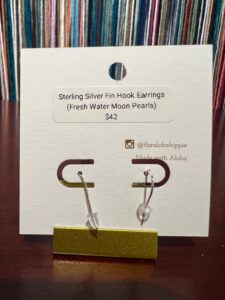 Sterling silver fin hook earrings (fresh water moon pearls), photo 4