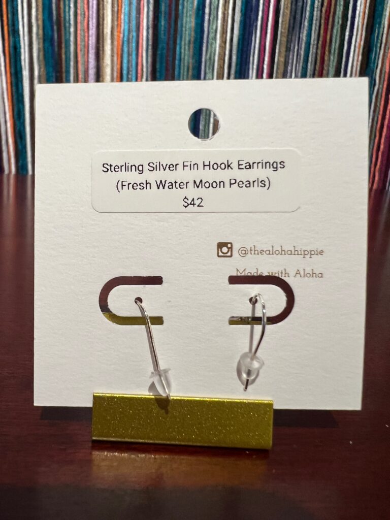 Sterling silver fin hook earrings (fresh water moon pearls) No. 01, photo 4