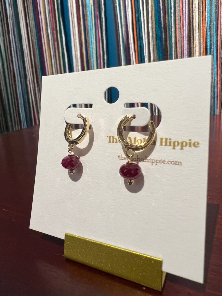 Classic huggie earrings (vintage corundum/ruby) No. 01, photo 1