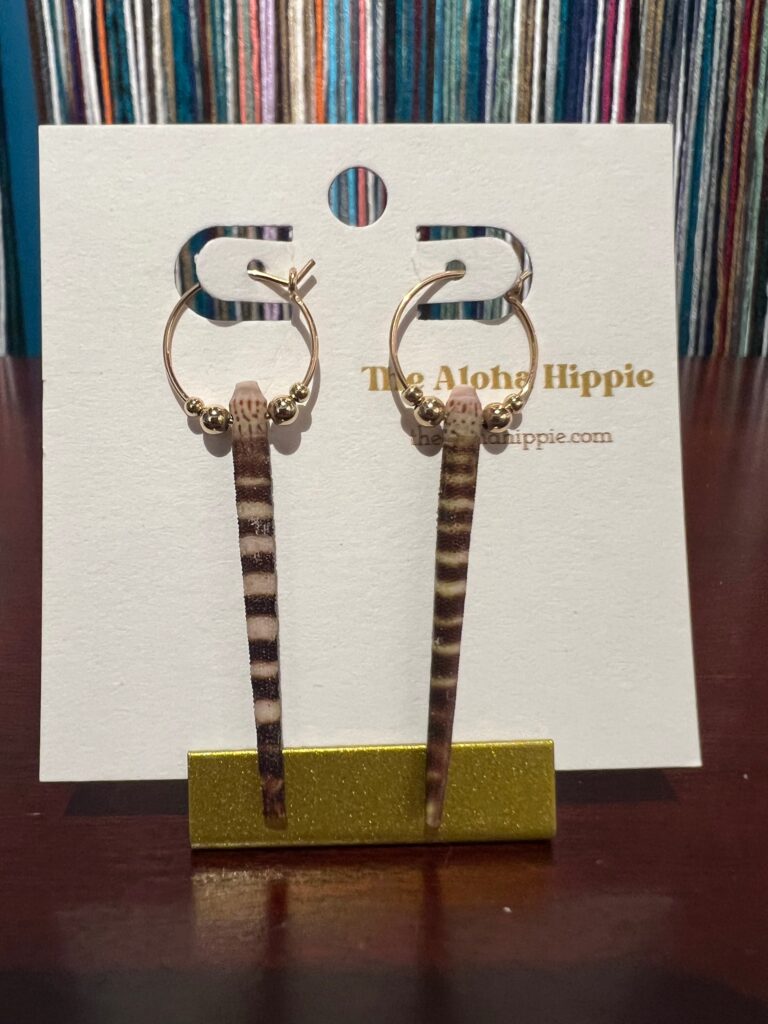 Little hoop energy earrings (wanna/tiger urchin shells) No. 01, photo 2